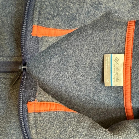 Columbia PFG Fleece Vest | Dusty Blue with Coral Pink Trim Warm - Picture 4 of 6